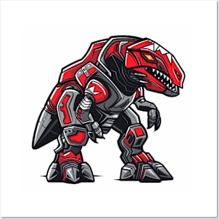 Red T-rex zord Illustration for esport logo and icon Posters and Art